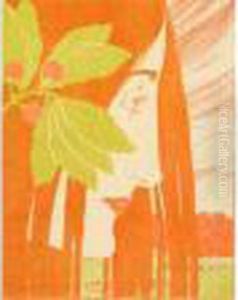 Dekorativer Fleck In Roth Und Grun. 1898. by Kolo Moser
