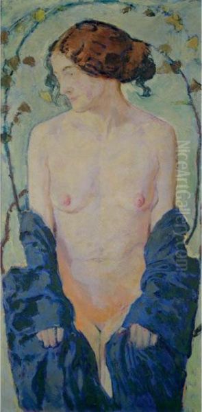 Standing Nude With Blue Robe - view 1