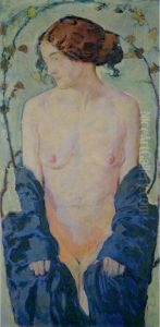 Standing Nude With Blue Robe Standing Nude With Blue Robe