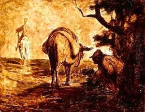 Don Quixote and Sancho Panza relieving himself by Honore Daumier