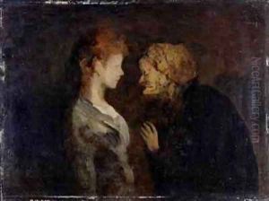 La Confidence The Secret by Honore Daumier