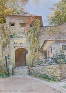 Monikapforte Am Monchsberg In Salzburg by Richard Moser