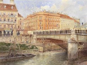 Kanal In Wien Mit Blick Auf Hauserfassaden