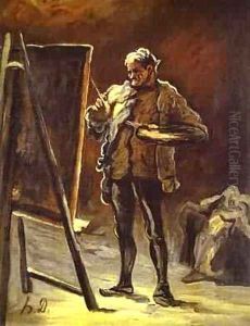 Artist In Front Of His Canvas 1870-1875 by Honore Daumier