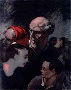 Family in a Barricade during the Paris Commune of 1870 by Honore Daumier