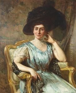 A Portrait Of Bertha Marx Adler by Henry Mosler