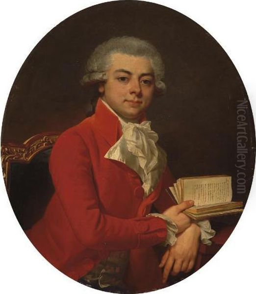 Portrait D'homme En Buste, Portant Une Redingote Rouge - view 1