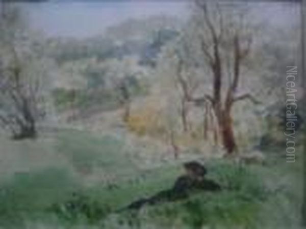 Femme Allongee Dans Un Paysage - view 1