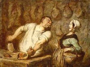 The Butcher Montmartre Market by Honore Daumier