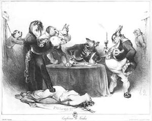 The London Conference by Honore Daumier
