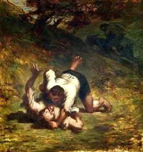 The Thieves and the Donkey by Honore Daumier