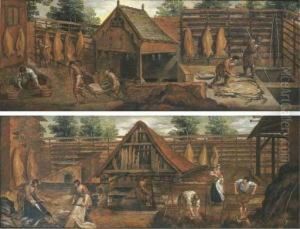 Men At Work In Tanneries by Gillis Mostaert