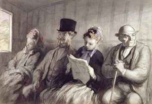 The First Class Carriage by Honore Daumier
