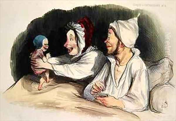 Ecstatic parents with their new baby - view 1