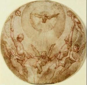 Gloria Di Putti Intorno Allo Spirito Santo by Raffaello Motta