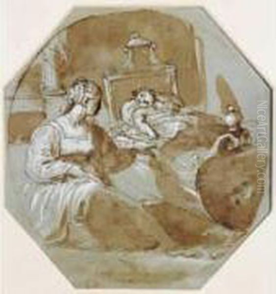 Femme Bercant Son Enfant - view 1