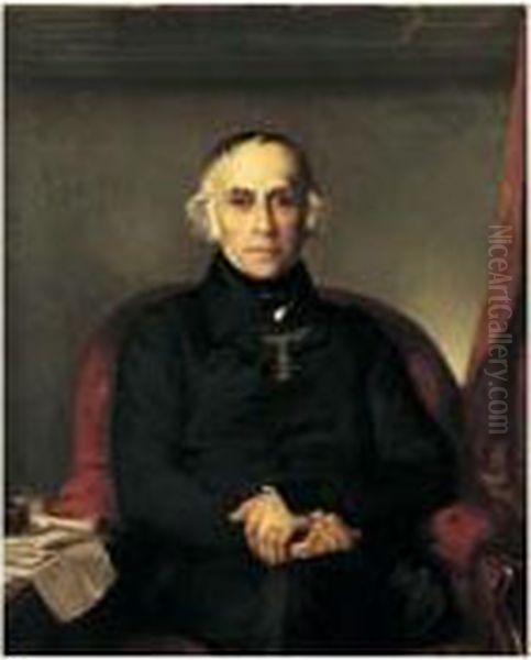 Portrait De Francois Guizot
Huile Sur Toile Signee En Bas A Gauche, Datee 1849 En Haut A Gauche Et Annotee Aetatis Suae Lxii En Haut A Droite - view 1