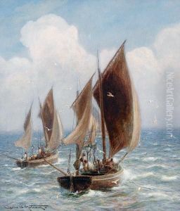 St Ives Boats Off To The Fishing Grounds by Charles Mottram