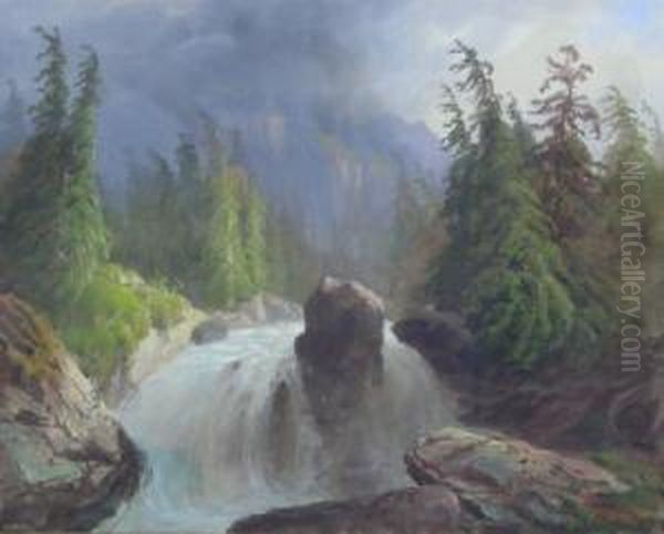 Swiss Waterfall Scene - view 1