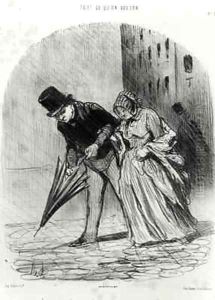 Series Tout ce quon voudra Disadvantage of having an umbrella with a complicated spring system by Honore Daumier