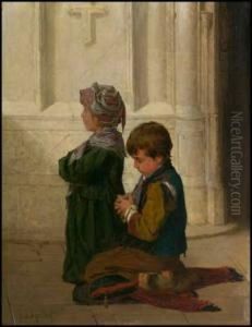 Children Praying by Antoine Edouard Joseph Moulinet