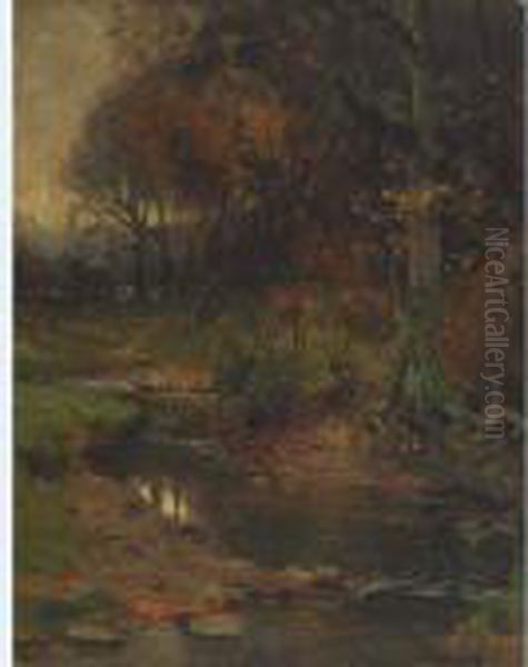 Autumnal View Of A Forest And Stream - view 1