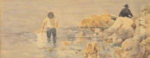 Pecheurs A Pied by Henri Laurent Mouren