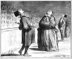 Series Actualites Parisians waiting for the arrival of the famous comet by Honore Daumier