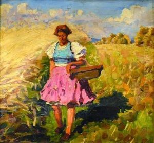 Jeune Fermiere Dans La Prairie