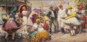 A Flower Market by Tivadar Josef Mousson