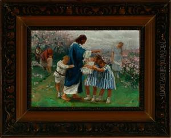 Mother And Her Children In A Rose Garden - view 1