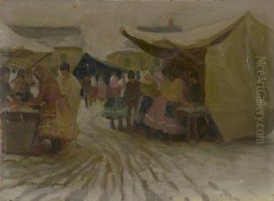 Markttreiben Im Winter by Tivadar Josef Mousson