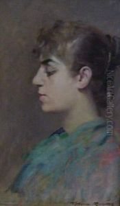 Portrait De Jeune Fille. by Alphonse Moutte