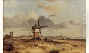Moulins En Bord De Mer by Charles Louis Mozin