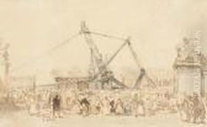 La Mise En Place De L'obelisque
Sur La Place De La Concorde A Parisavec Une Foule Regardant La Scene by Charles Louis Mozin