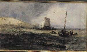 Bateau A Maree Basse by Charles Louis Mozin