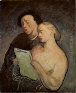 Two Singers by Honore Daumier