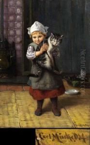 Hollandisches Madchen Mit Katze by Karl Emil Mucke