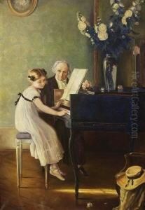 Die Klavierstunde. by Jules Alexis Muenier