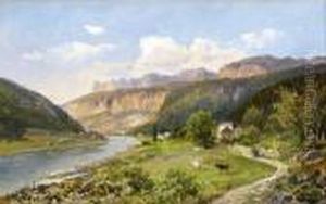 Sommerliche Und Winterliche
Flusslandschaft. by Bernhard Muthlig
