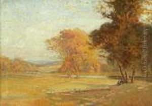 Shepherd And Flock In Autumn