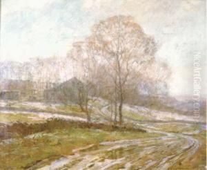 View Of A Farmhouse Through Trees