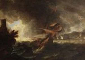 Barca In Tempesta In Prossimita Della Costa