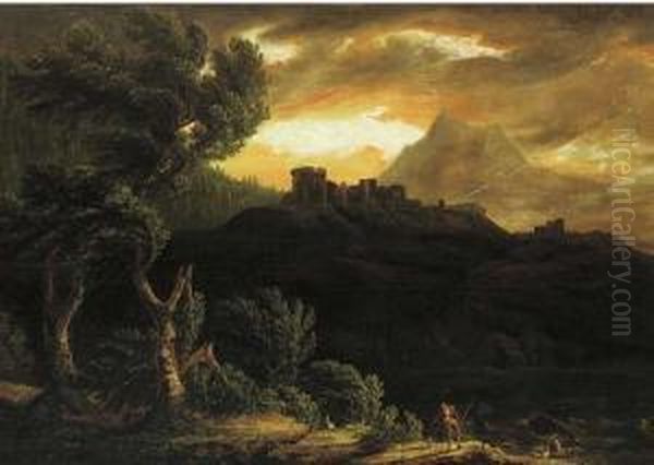 A Mountainous Landscape In A Storm - view 1