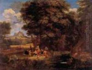 Pastoral Landscape With Shepherds Picnicking