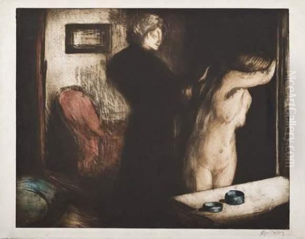Femme Nue Coiffee Par Sa Domestique - view 1