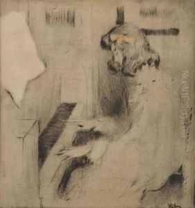 Jeune Fille Au Pian by Alfredo Muller