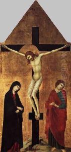 Crucifixion with the Virgin and St John the Evangelist by Ugolino Di Nerio (Da Siena)