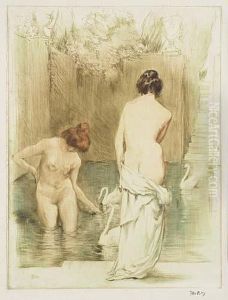 Baigneuses Aux Cygnes (les Deux Baigneuses) by Alfredo Muller