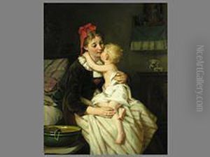Mutter, Ihr Kind Badend by August Muller